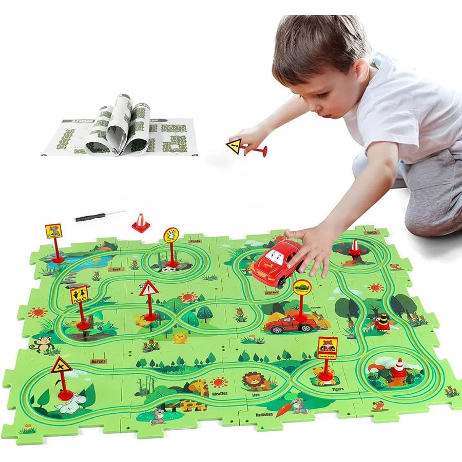 Puzzle Track Car Play Set: Roligt och Lärorikt för Barn - Varuhuset24