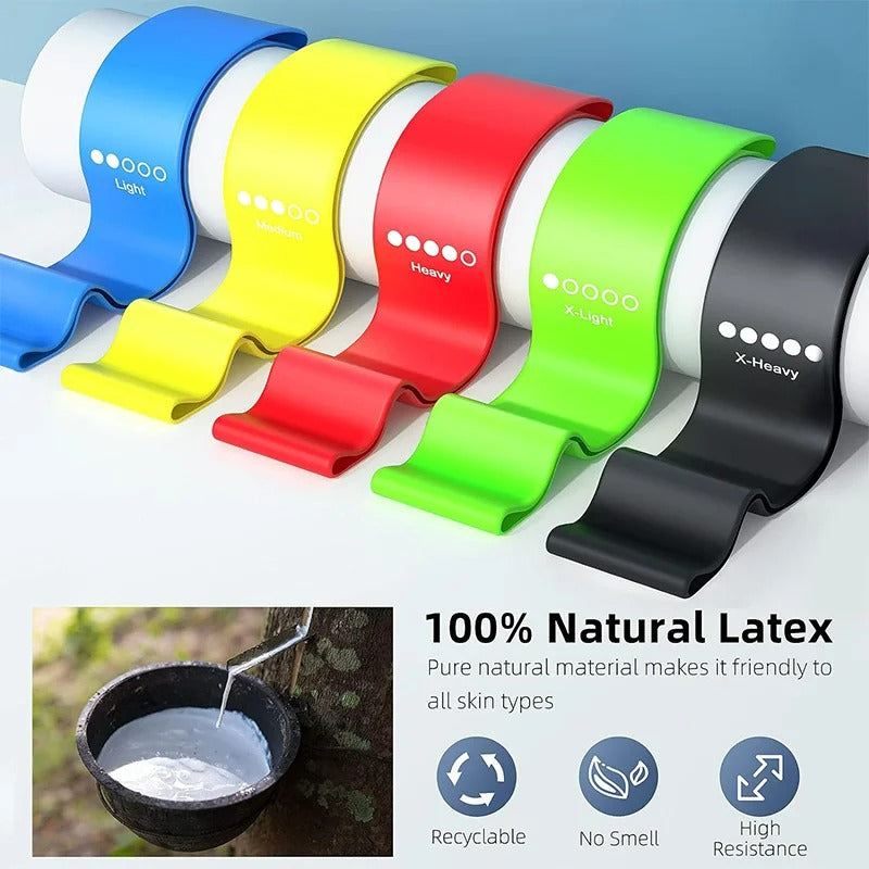 Resistance Band Set – 5 Nivåer, Ekologiskt Naturgummi, För Styrketräning - Varuhuset24
